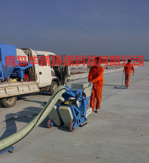 混凝土拋丸處理，橋面施工現場